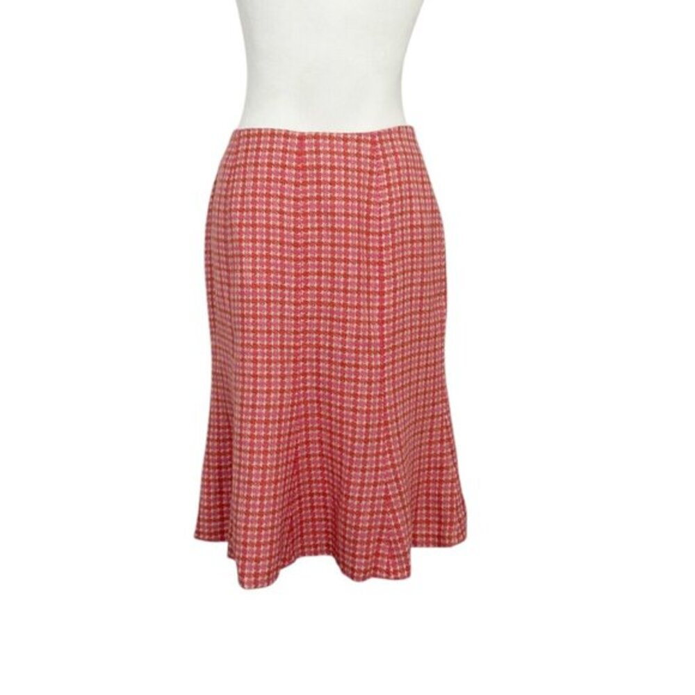 Ann Taylor Linen Blend Pink Orange Tweed Flared‎ Skirt NWT (8) - Picture 3 of 16